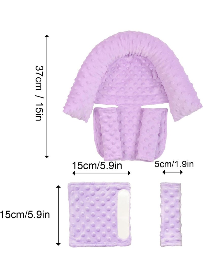 وسادة دعم الرأس والرقبة مع حزام الأمان لمقعد السيارة - وسادة إدراج مريحة جدًا 3 في 1 لمقاعد السيارات باللون البنفسجي - Image 2